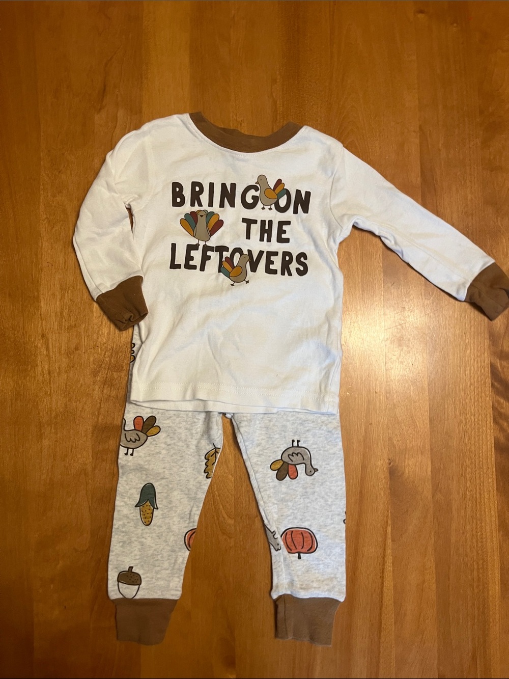Carter's White and Brown Turkey Print Leggings